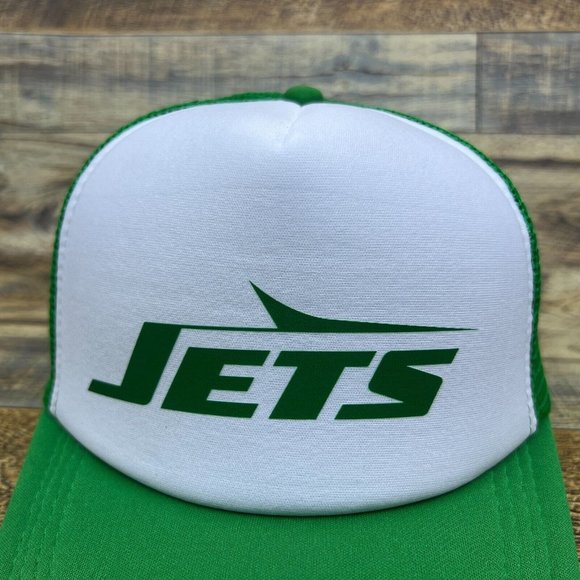 Vintage New York Jets Mens Trucker Hat Green Snapback 50s Original Logo Ball Cap - Picture 3 of 8